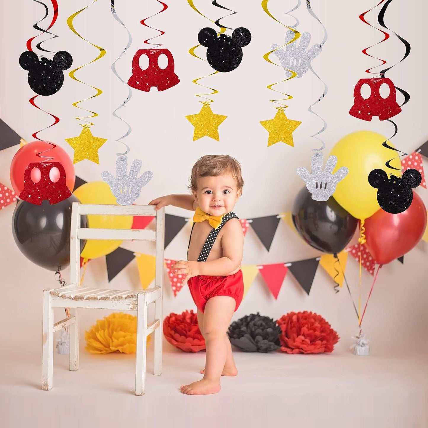 Black and Red Hanging Swirl Decorations
