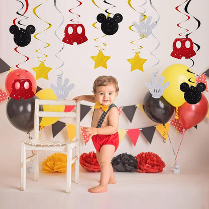 Black and Red Hanging Swirl Decorations